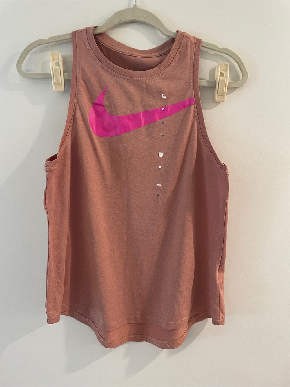 Nike Women's Dusty Rose Tank Top with Hot Pink Swoosh